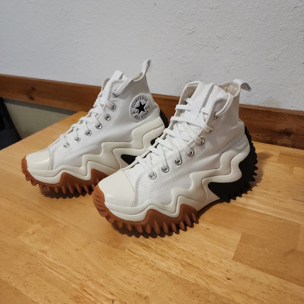 Converse White High-Top Platform Sneakers with Gum & Black Sole